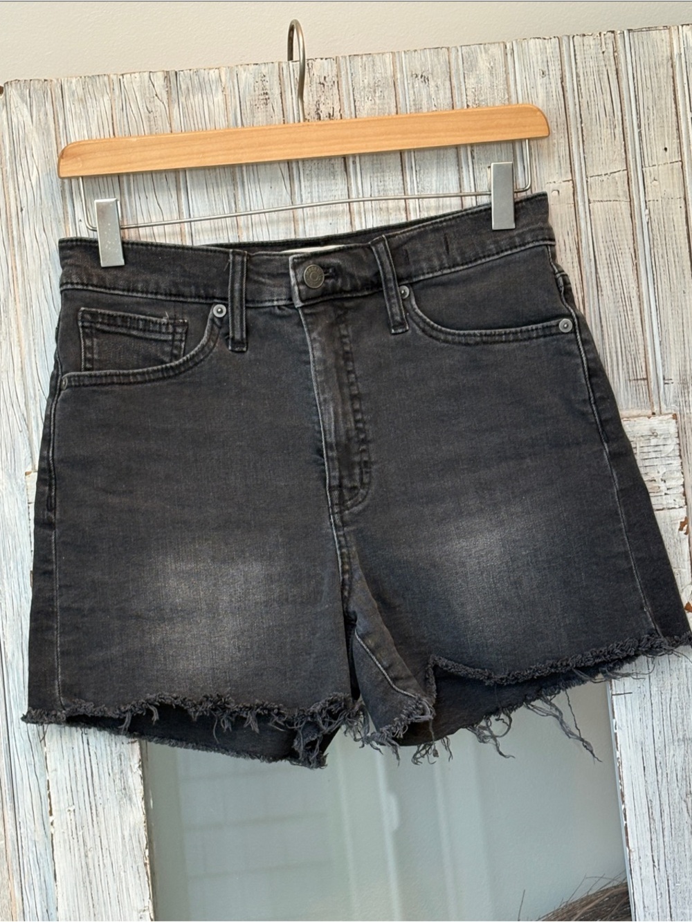 Madewell High Rise Denim Cutoff Shorts Washed Black Size 27